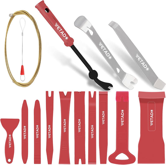 Auto Trim Removal Tools Kit,  15Pcs Car Panel Removal Tool Interior Trim Kit Fastener Rivet Remover Plastic Pry Tool Set - Removal of Car Door Panels, Fasteners, Molding, Dashboards, Wheel Hubs
