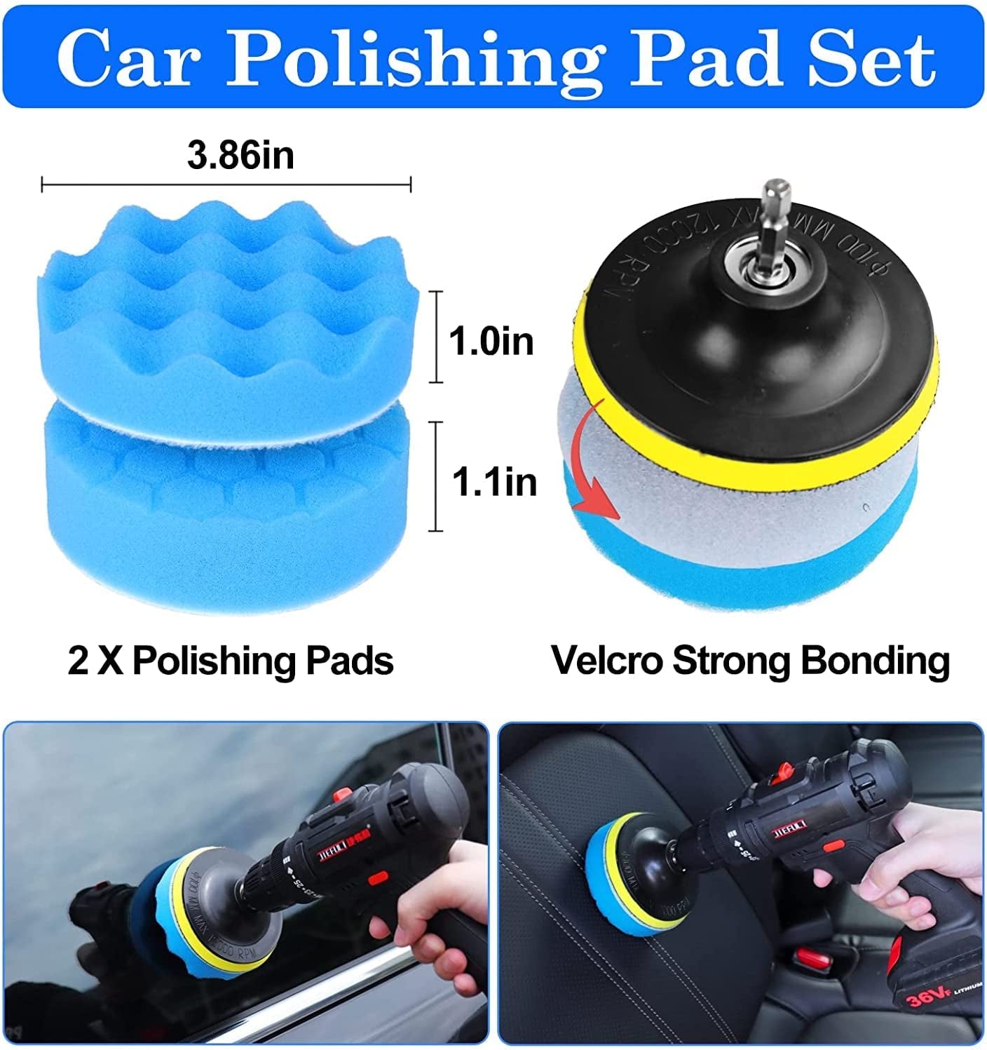 26Pcs Car Detailing Brush Set, Car Detailing Kit, Auto Detailing Drill Brush Set, Car Detailing Brushes, Car Buffing Sponge Pads Kit, Car Cleaning Tools Kit for Interior, Exterior, Wheels