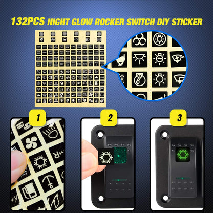3 Gang Aluminum Rocker Switch Panel Toggle Dash 5 Pin On/Off Pre-Wired Rocker Switch Greenbacklit Switch for Automotive Cars Marine Boats Rvs, Green (90127C)
