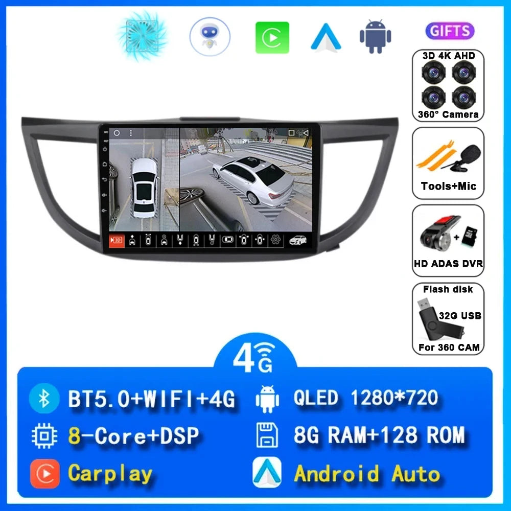 Android 15 Car Radio for Honda CRV CR-V 4 RM RE 2012 2013 2014 2015 2016 Navigation GPS Multimedia Video Player Stereo Wifi+4G