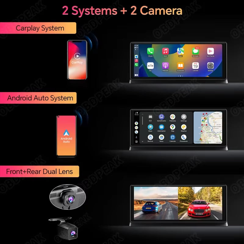 K2 Pro Carplay & Android Auto Dash Cam 11.3" Rearview Camera DVR 4K 2160P GPS Navigation Video Recorder Dashboard Reverse Image