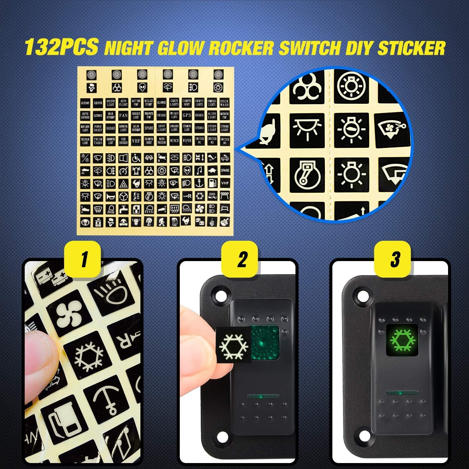 4 Gang Rocker Switch Panel 5Pin on off Toggle Switch Aluminum Holder 12V 24V Dash Pre-Wired Green Backlit Switches for Automotive Cars Marine Boats Rvs Truck
