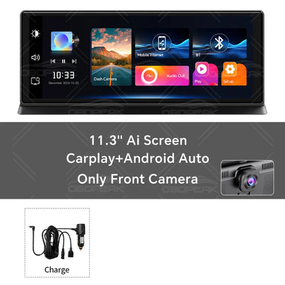 K2 Pro Carplay & Android Auto Dash Cam 11.3" Rearview Camera DVR 4K 2160P GPS Navigation Video Recorder Dashboard Reverse Image