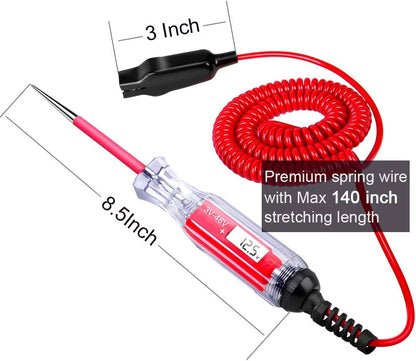 Heavy Duty 3-48V Digital LCD Display Circuit Tester with 140 Inch Extended Spring Wire,Car Truck Vehicles Low Voltage Tester,Automotive Test Light with Stainless Probe