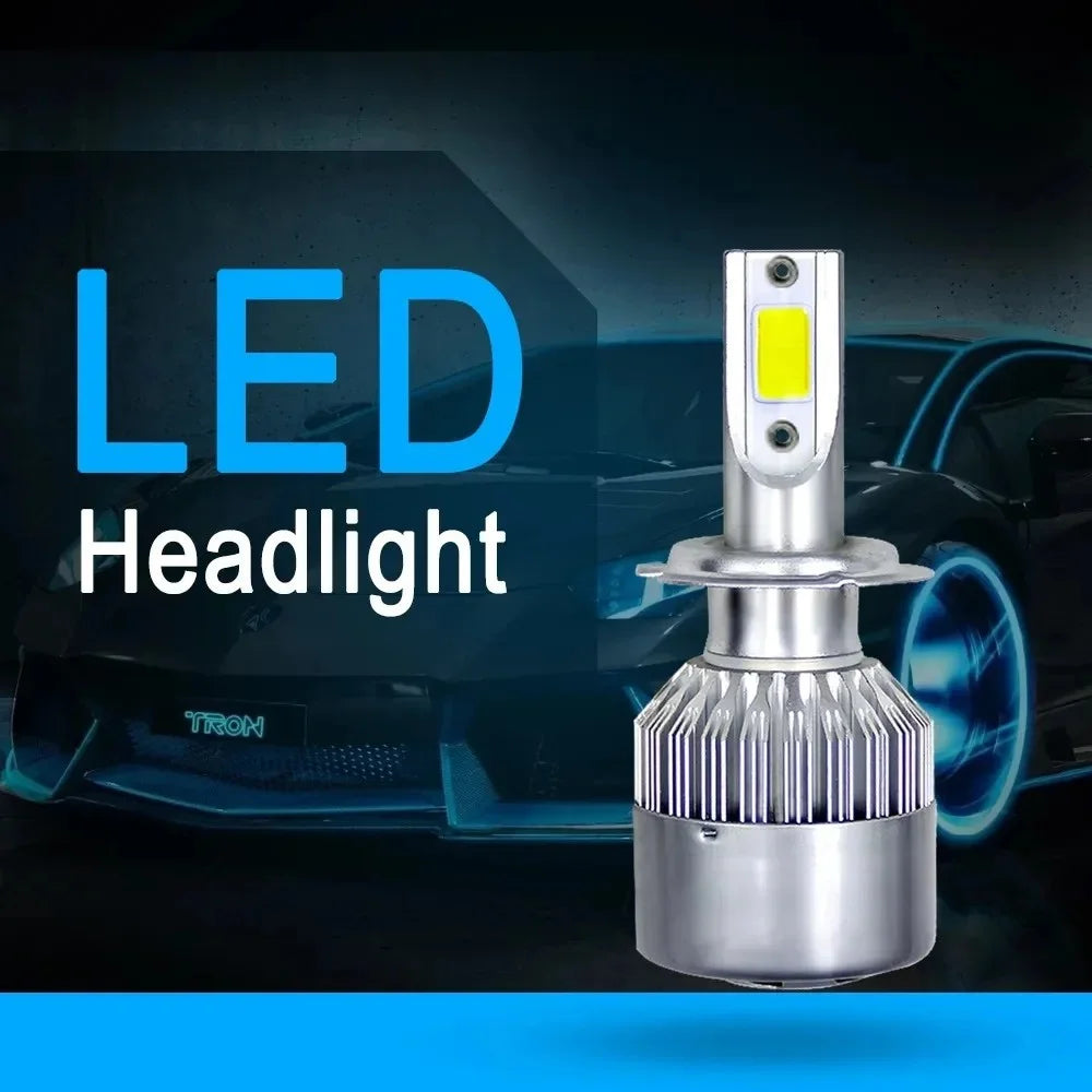2X H7 H4 LED Headlight Bulbs, 72W 8000LM 6000K COB Hi/Lo Beam, Compatible with H1 H3 HB3 HB4 9005 9006 9003 H13 Car Headlamps