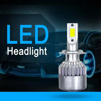 2X H7 H4 LED Headlight Bulbs, 72W 8000LM 6000K COB Hi/Lo Beam, Compatible with H1 H3 HB3 HB4 9005 9006 9003 H13 Car Headlamps