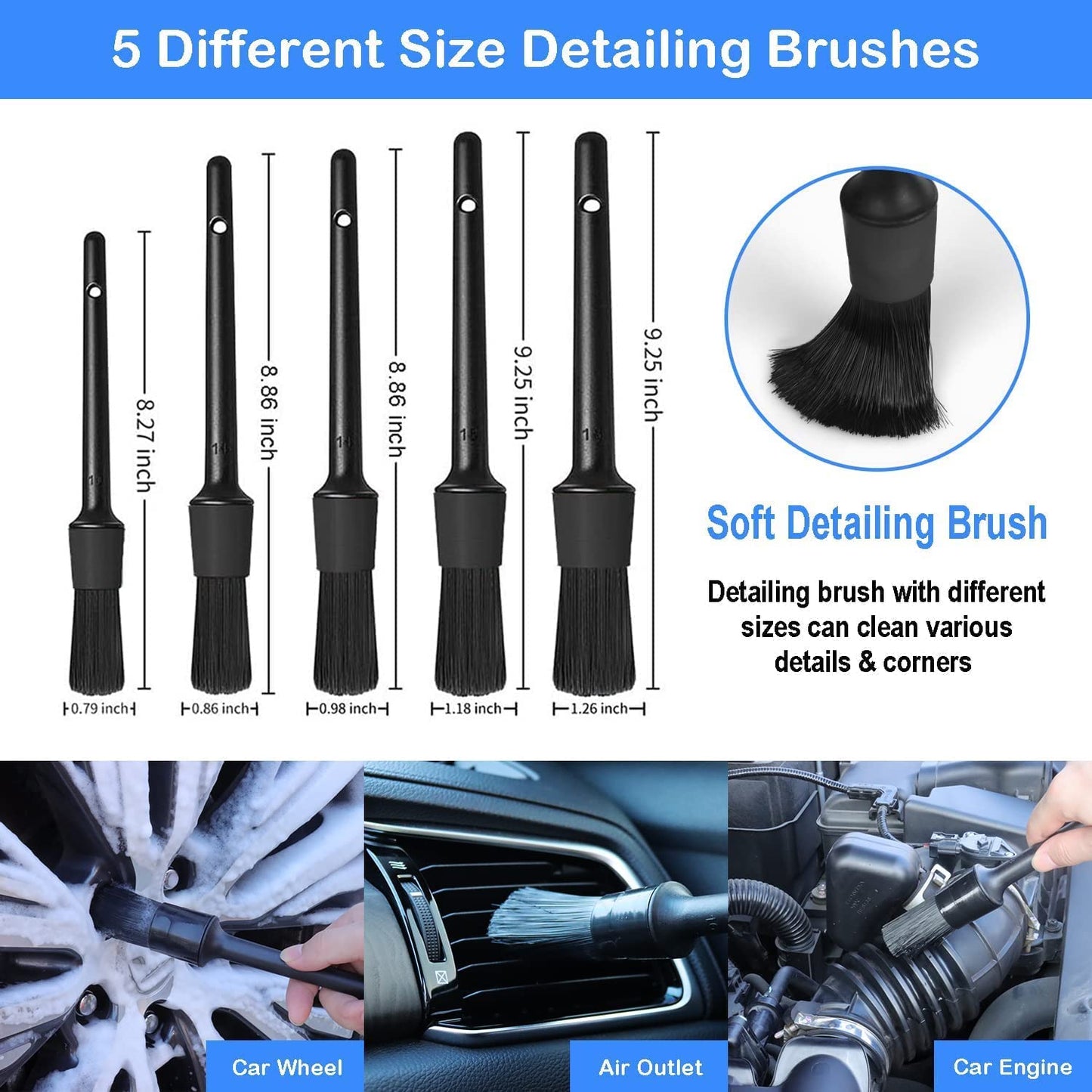 26Pcs Car Detailing Brush Set, Car Detailing Kit, Auto Detailing Drill Brush Set, Car Detailing Brushes, Car Buffing Sponge Pads Kit, Car Cleaning Tools Kit for Interior, Exterior, Wheels