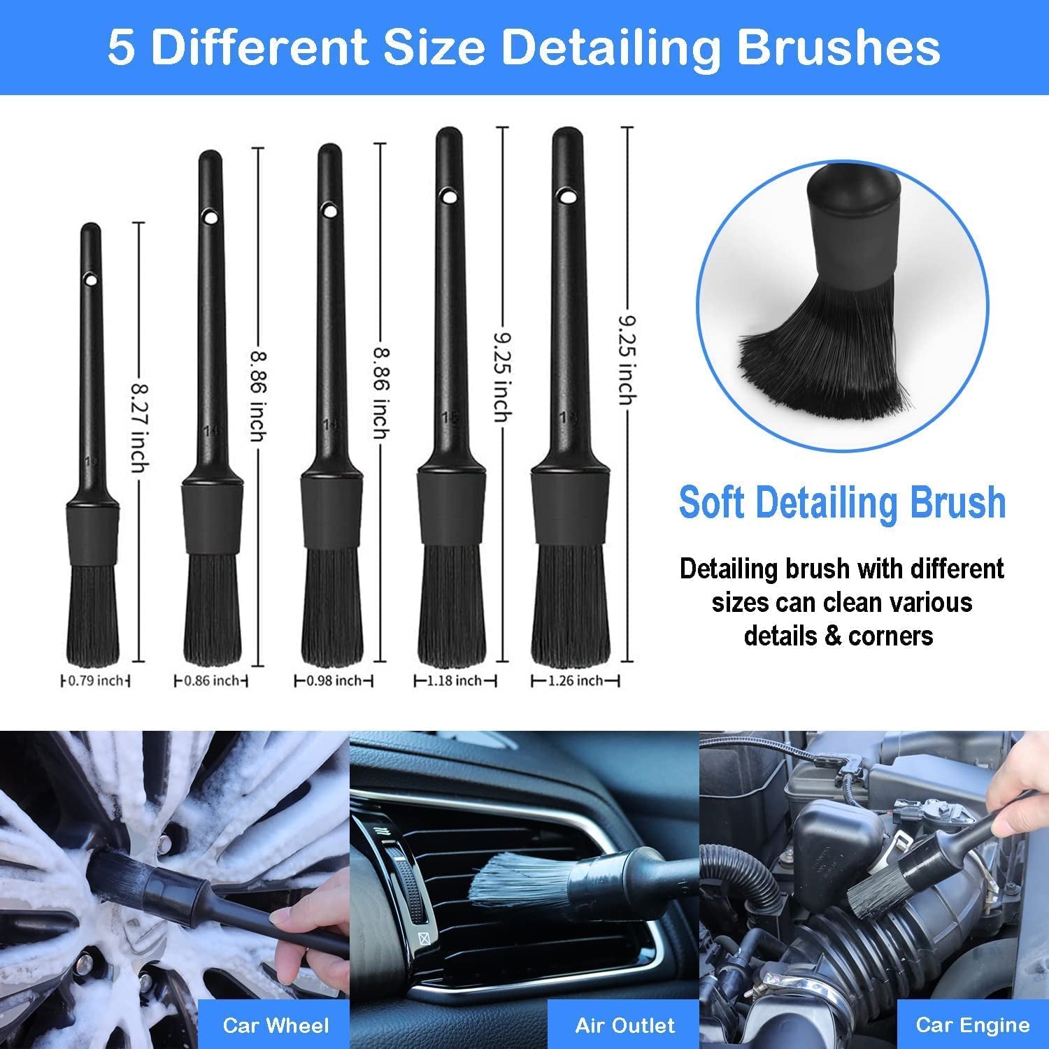 26Pcs Car Detailing Brush Set, Car Detailing Kit, Auto Detailing Drill Brush Set, Car Detailing Brushes, Car Buffing Sponge Pads Kit, Car Cleaning Tools Kit for Interior, Exterior, Wheels