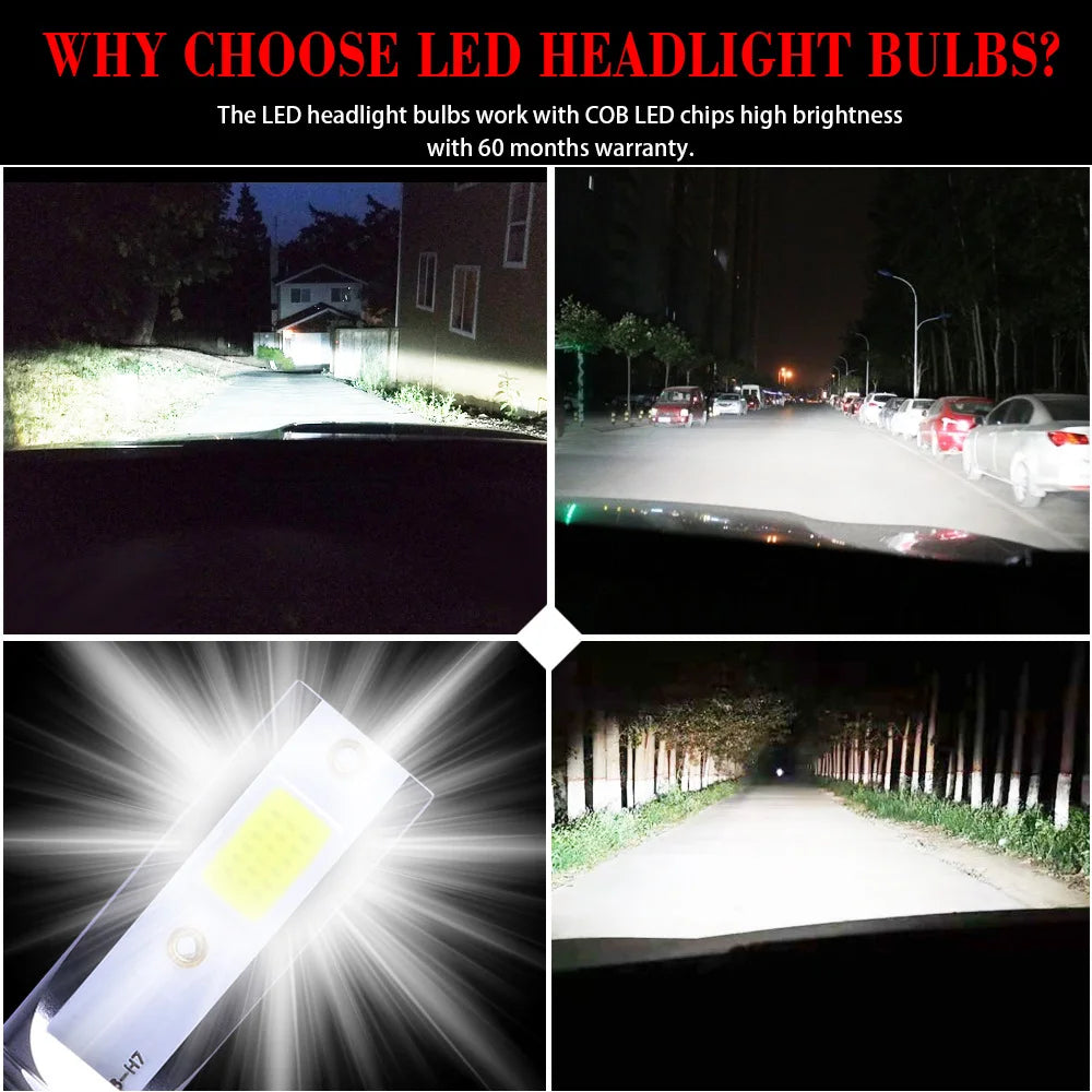 2Pcs/Pair Mini Lights Auto H7 LED H4 Bulb H3 H8 H9 H11 9005 9006 9012 6000LM Car Headlight H1 6000K Auto Fog Light 12V LED Bulb
