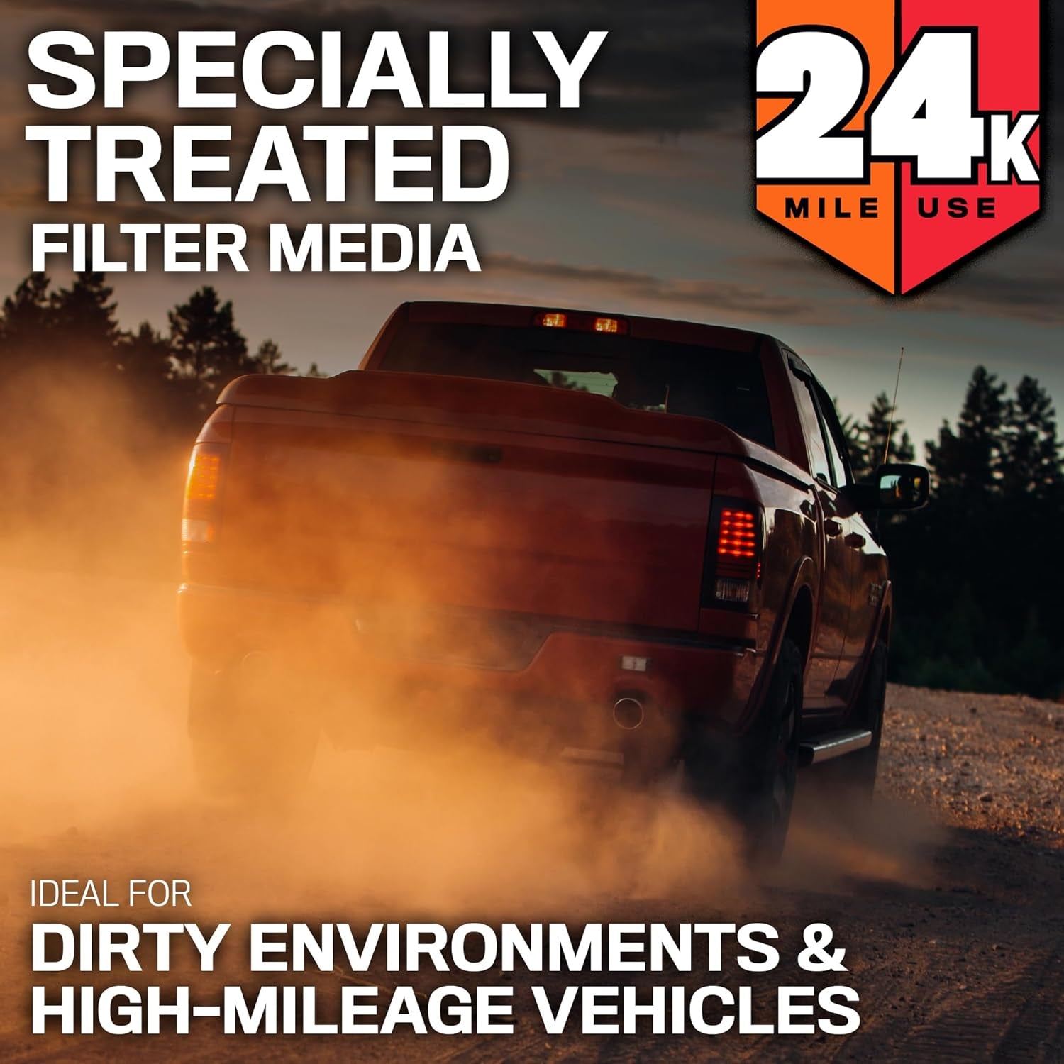 Engine Air Filter: Extended Life 24,000 Mile Replacement Air Filter: Compatible with 2010-2019 Jeep/Dodge SUV V6/V8 (Grand Cherokee, Durango), KNX-2457