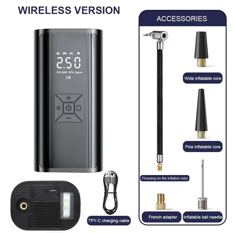 Wireless Car Air Compressor Air Pump Electric Tire Inflator Pump for Motorcycle Bicycle Boat AUTO Tyre Balls Inflatable