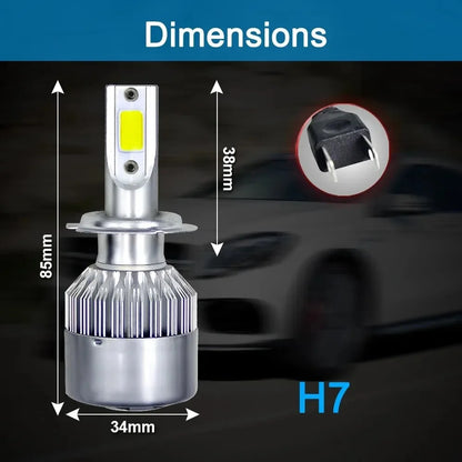 2X H7 H4 LED Headlight Bulbs, 72W 8000LM 6000K COB Hi/Lo Beam, Compatible with H1 H3 HB3 HB4 9005 9006 9003 H13 Car Headlamps