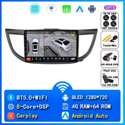 Android 15 Car Radio for Honda CRV CR-V 4 RM RE 2012 2013 2014 2015 2016 Navigation GPS Multimedia Video Player Stereo Wifi+4G