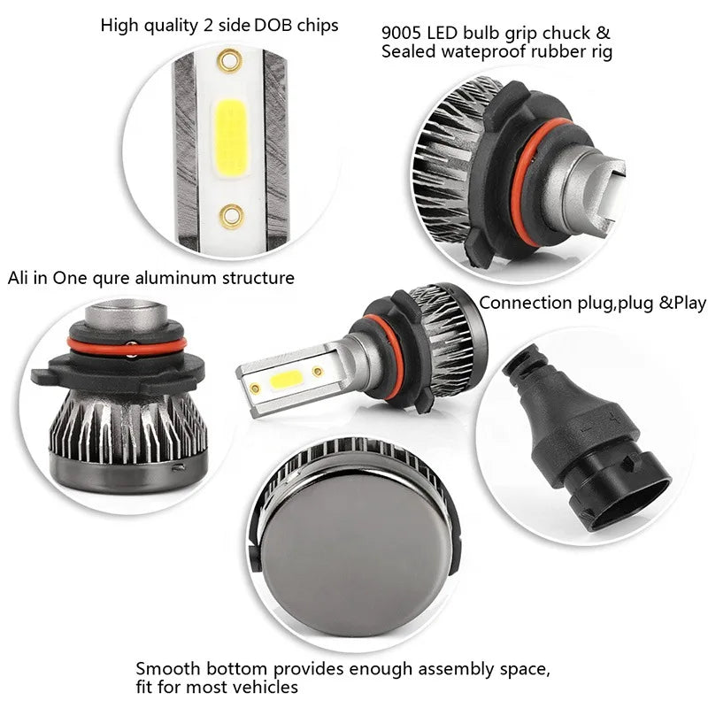 2Pcs/Pair Mini Lights Auto H7 LED H4 Bulb H3 H8 H9 H11 9005 9006 9012 6000LM Car Headlight H1 6000K Auto Fog Light 12V LED Bulb