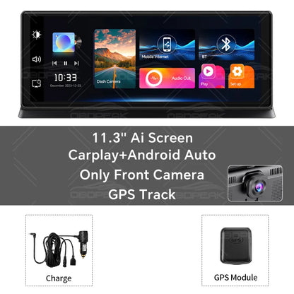 K2 Pro Carplay & Android Auto Dash Cam 11.3" Rearview Camera DVR 4K 2160P GPS Navigation Video Recorder Dashboard Reverse Image
