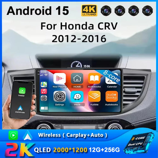Android 15 Car Radio for Honda CRV CR-V 4 RM RE 2012 2013 2014 2015 2016 Navigation GPS Multimedia Video Player Stereo Wifi+4G