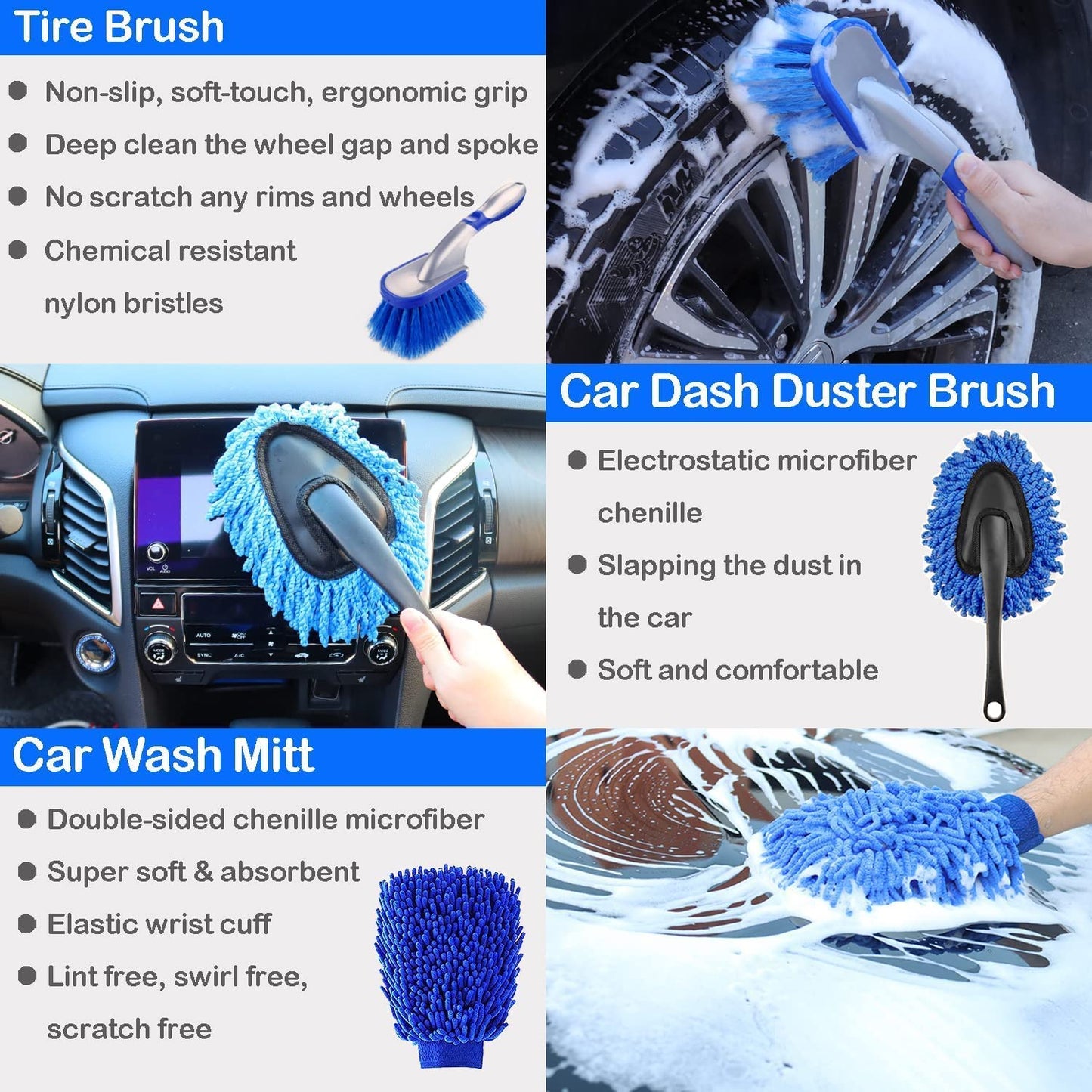 26Pcs Car Detailing Brush Set, Car Detailing Kit, Auto Detailing Drill Brush Set, Car Detailing Brushes, Car Buffing Sponge Pads Kit, Car Cleaning Tools Kit for Interior, Exterior, Wheels