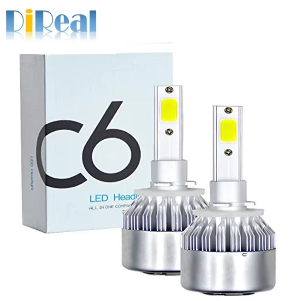 2X H7 H4 LED Headlight Bulbs, 72W 8000LM 6000K COB Hi/Lo Beam, Compatible with H1 H3 HB3 HB4 9005 9006 9003 H13 Car Headlamps