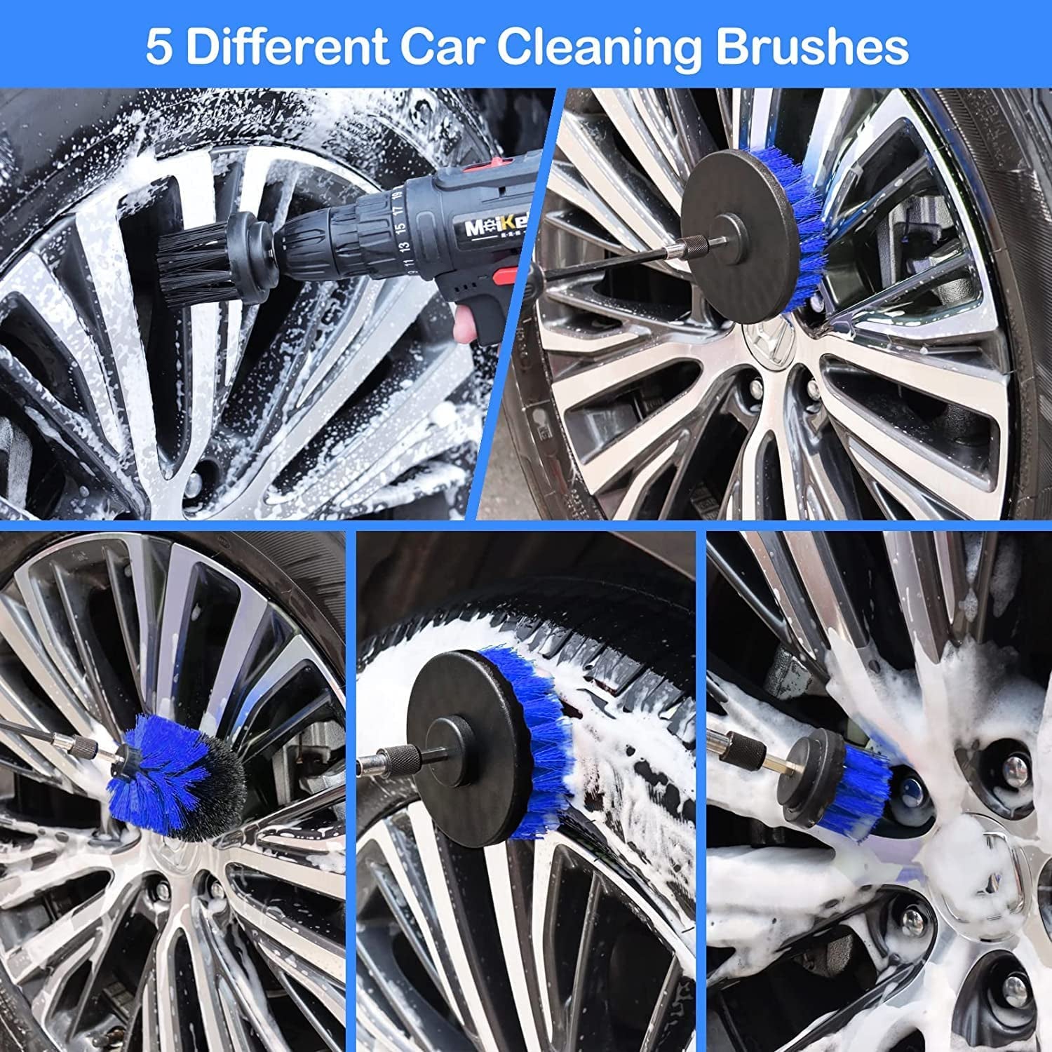 26Pcs Car Detailing Brush Set, Car Detailing Kit, Auto Detailing Drill Brush Set, Car Detailing Brushes, Car Buffing Sponge Pads Kit, Car Cleaning Tools Kit for Interior, Exterior, Wheels