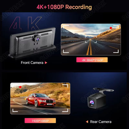 K2 Pro Carplay & Android Auto Dash Cam 11.3" Rearview Camera DVR 4K 2160P GPS Navigation Video Recorder Dashboard Reverse Image