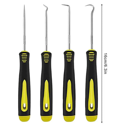 Mechanic Pick Set 4Pcs Precision Automotive Pick Tool Set Ergonomic Handle Gasket Scraper Tools with 45 Degree 90 Degree Hook